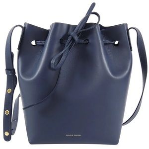 Mansur Gavriel Navy Large Leather Bucket Bag